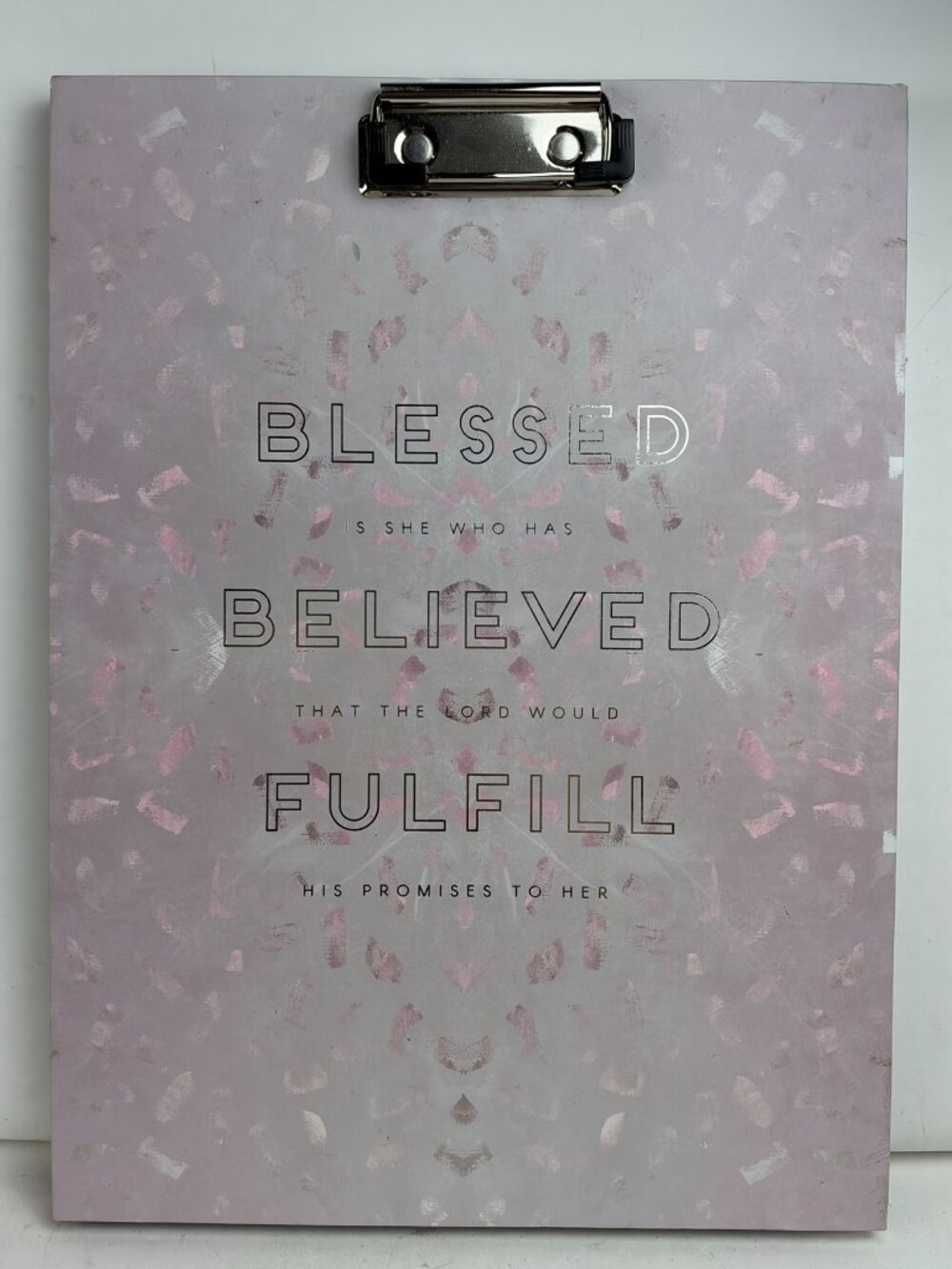 Paper Love Clipboard Folio Padfolio Blessed Is She Who Has Believed 9x13inc Pink